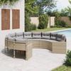 VidaXL Canapé de jardin avec coussins rond beige résine tressée, canapé d’extérieur, canapé de forme ronde, canapé de jardin 3318533