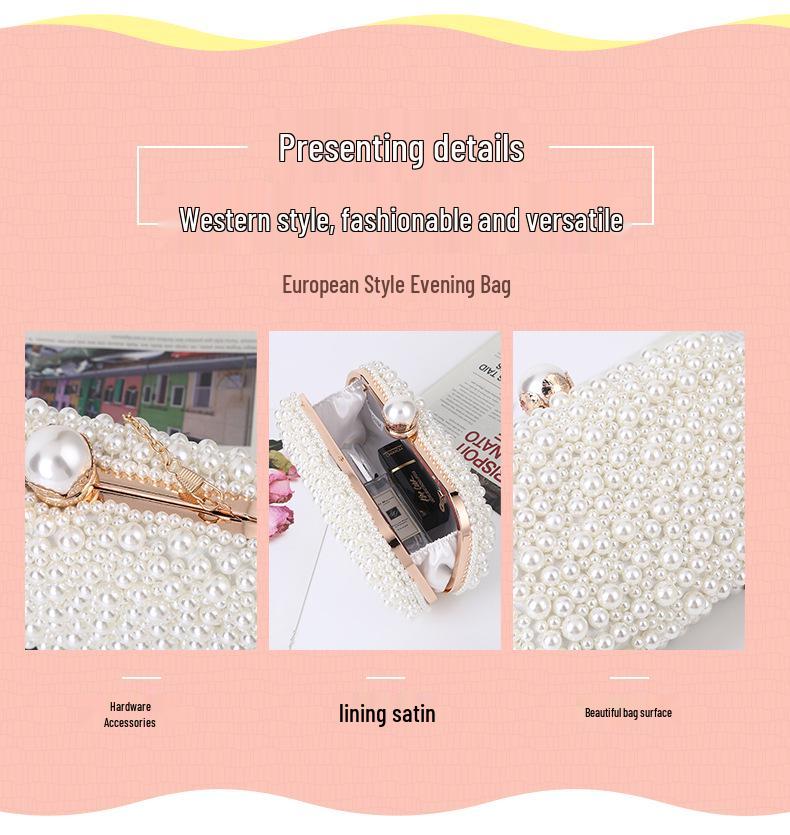 Elegant Pearl Evening Clutch: Soft Surface Women's Shoulder & Crossbody Bag, Perfect for Brides and Special Occasions.