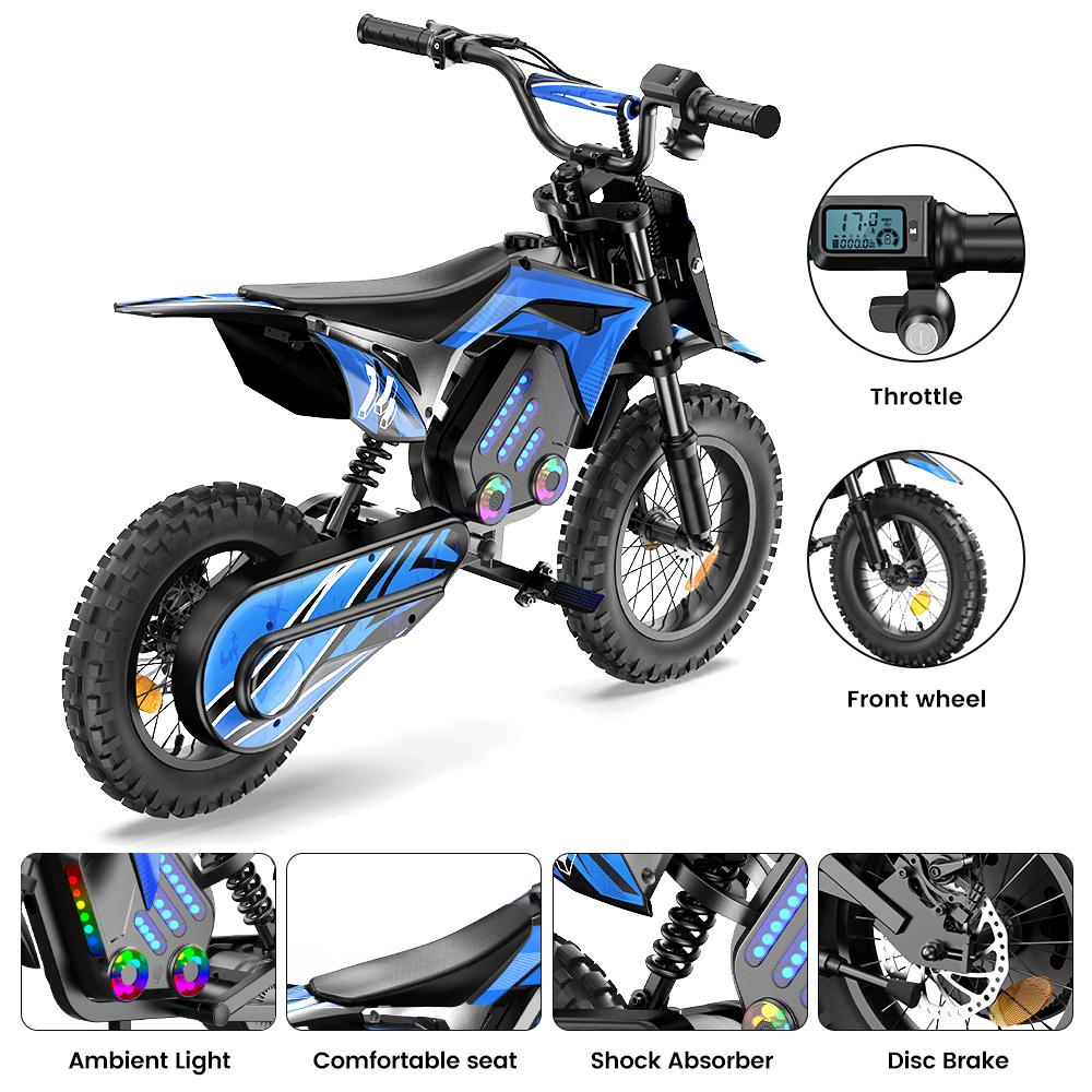 iScooter A14 Kids Electric Scooter: 500W Motor, 36V Battery, 22km Range, 14-inch Wheels, Bluetooth, LED Lights - Youth European Version