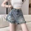 Retro American High-Waist Spicy Fringe Denim Shorts – Summer Women's New Design Hot Pants