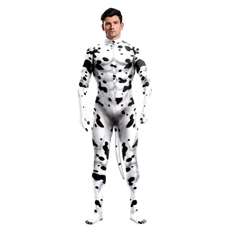 Erwachsene Unisex Tier Kuh Kostüm Karneval Festival Halloween Zentai Bodysuits mit Schwanz Onesie Purim Verkleidung Jumpsuits