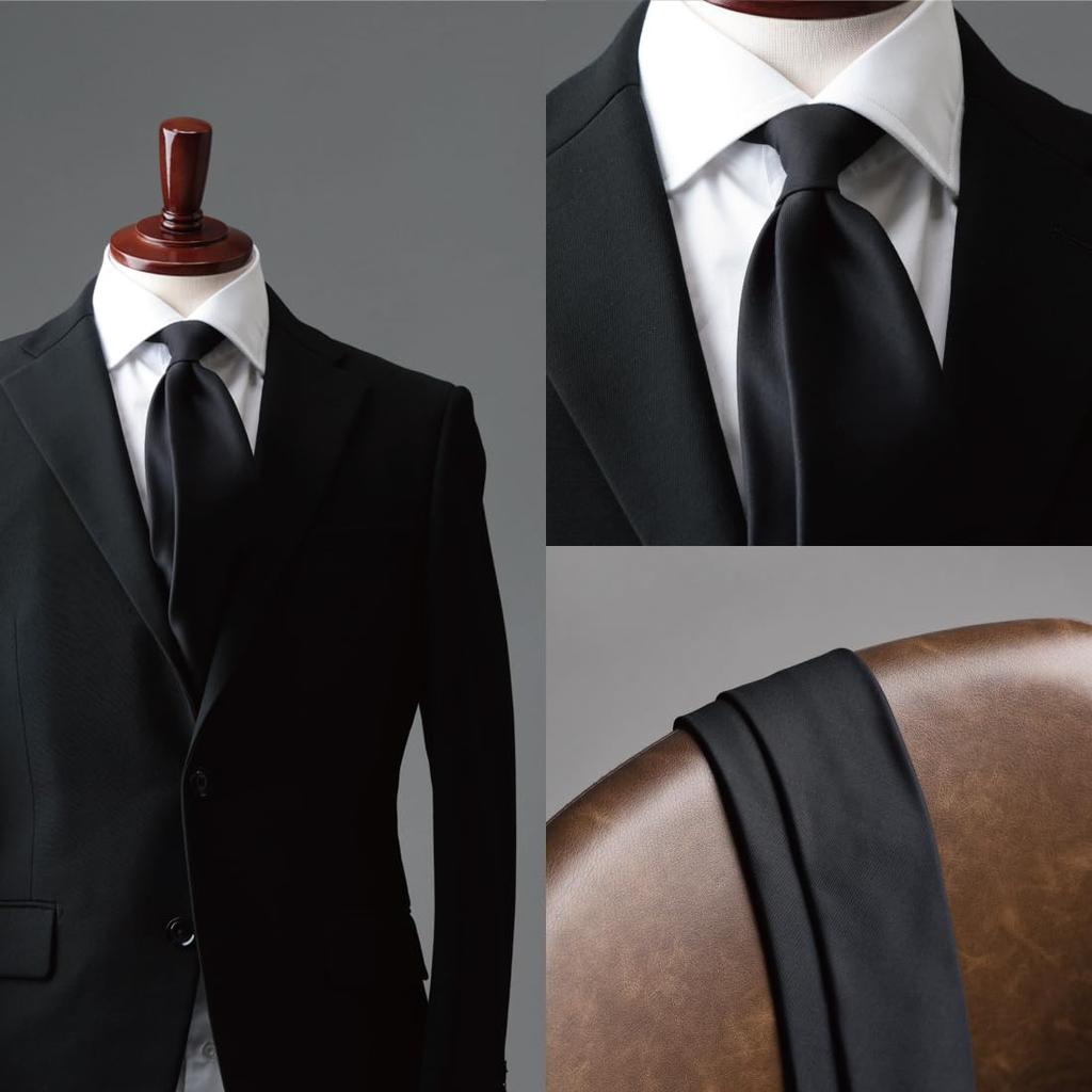 [Y&TAILOR] Formal Tie, Black, for Ceremonial Occasions, Kyoto-made, Tango-made, Black Series, Plain, Brand Name (TrofeoBlack)
