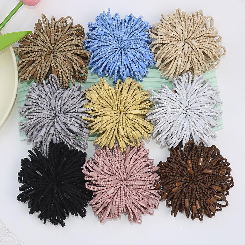 Korean Style Cable Knit Children's Hair Ties - Elastic, Hair-Friendly Candy Color Square Buckle Accessories.