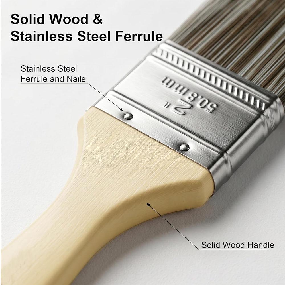 Traceless Cross-Slanted Edge Paint Brush: Hog Bristle, Flat Design for Water-Based and Wall Corner Latex Paints
