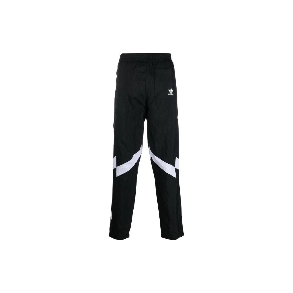 Adidas Originals Trefoil FW22 Relive Print Logo Striped Drawstring Straight-Leg Track Pants Men Bottoms Black HK7325