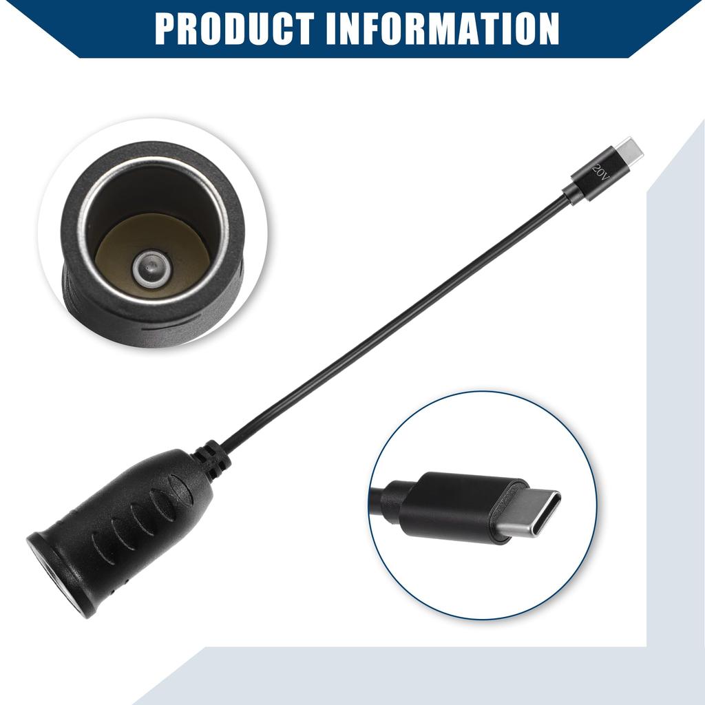 Hihaha 20V Cigarette Lighter Adapter Car RV USB Type C Female Cigarette Lighter Converter
