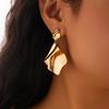 Ingemark Vintage Irregular Pleated Metal Drop Earring for Women Fashion Statement Goth Gold Color Piercing Earrings Zircon Gift
