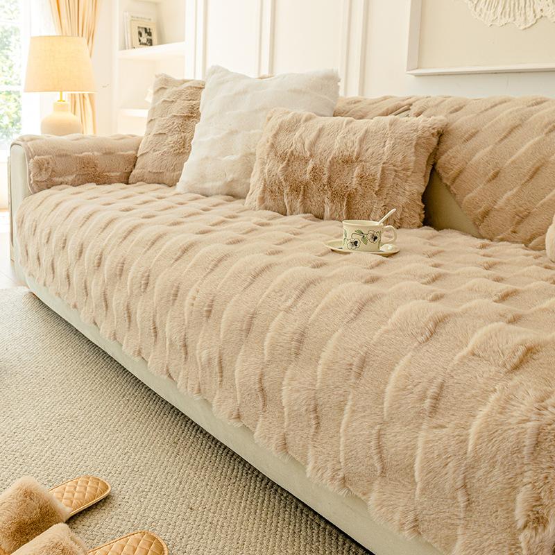 Special Rabbit Plush Sofa Cushion Winter Thickened Seat Cushion  New Plush Sofa Cover Towel Anti-Cat Scratch