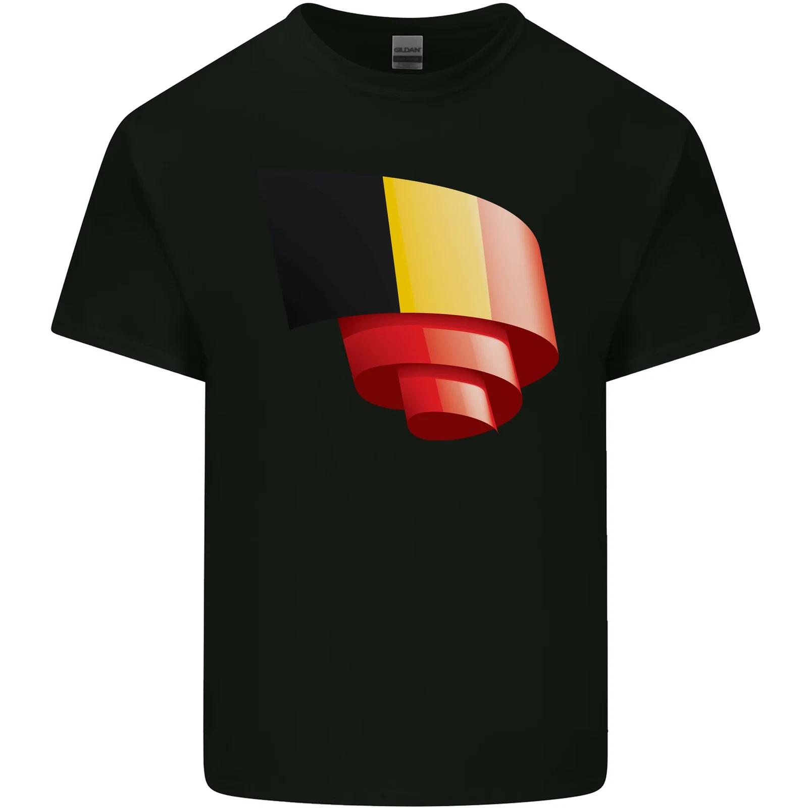 Curled Belgium Flag Belgian Day Football Kids T-Shirt Childrens L