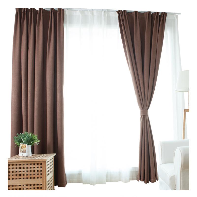 Simple Solid Color Herringbone Pattern Thickened Blackout Curtains, Bedroom Living Room Warp Knitted Curtains Customization