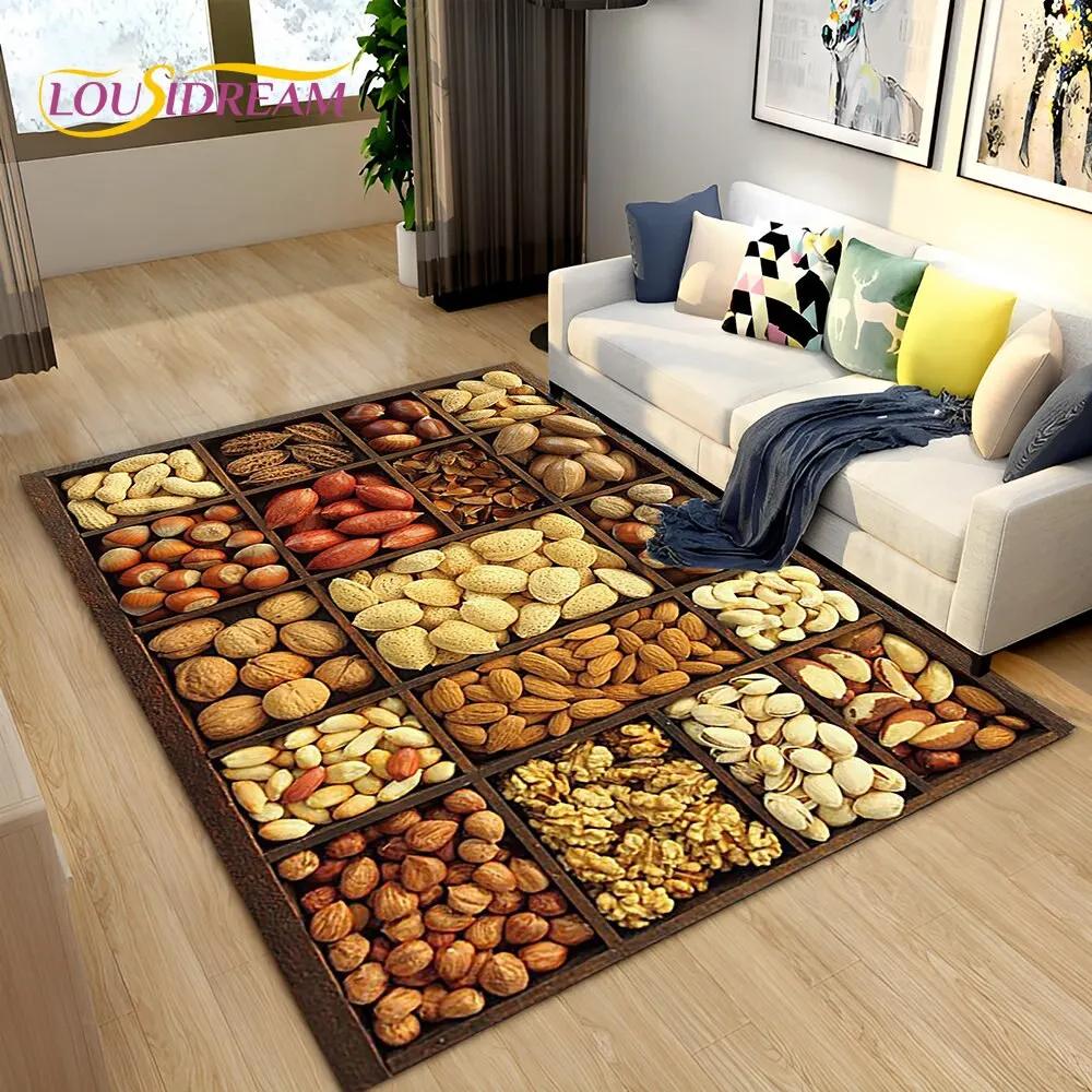 Vegetable Grains Spice Fruit Seasoning Area Rug,Carpet Rug for Living Room Bedroom Sofa Doormat Kitchen Decor,Non-slip Floor Mat