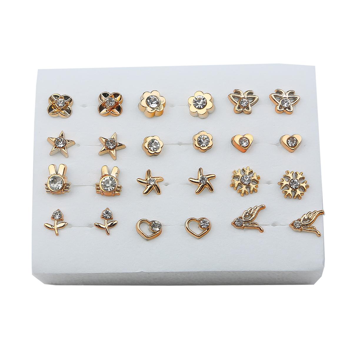 

12 пар блестящих серег-гвоздиков, набор серег для женщин и девочек, ювелирные изделия