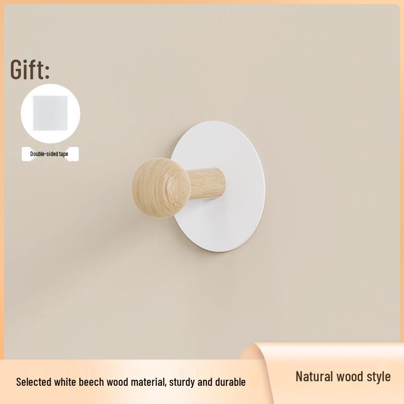 Gancio Cilindrico in Legno di Faggio Nordico per Cappotti e Cappelli - Design Senza Fori per Porte, Ingressi, Bagni e Cucine