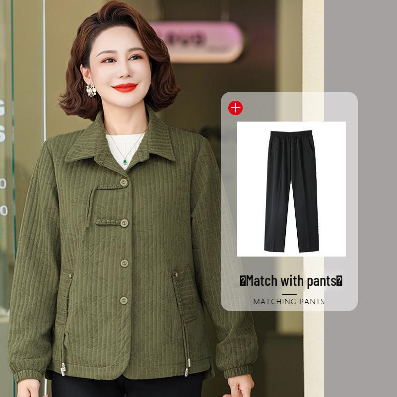 Mom's 2025 Fashionable Petite Windbreaker: Stylish Spring & Autumn Jacket for Middle-Aged and Elderly Women