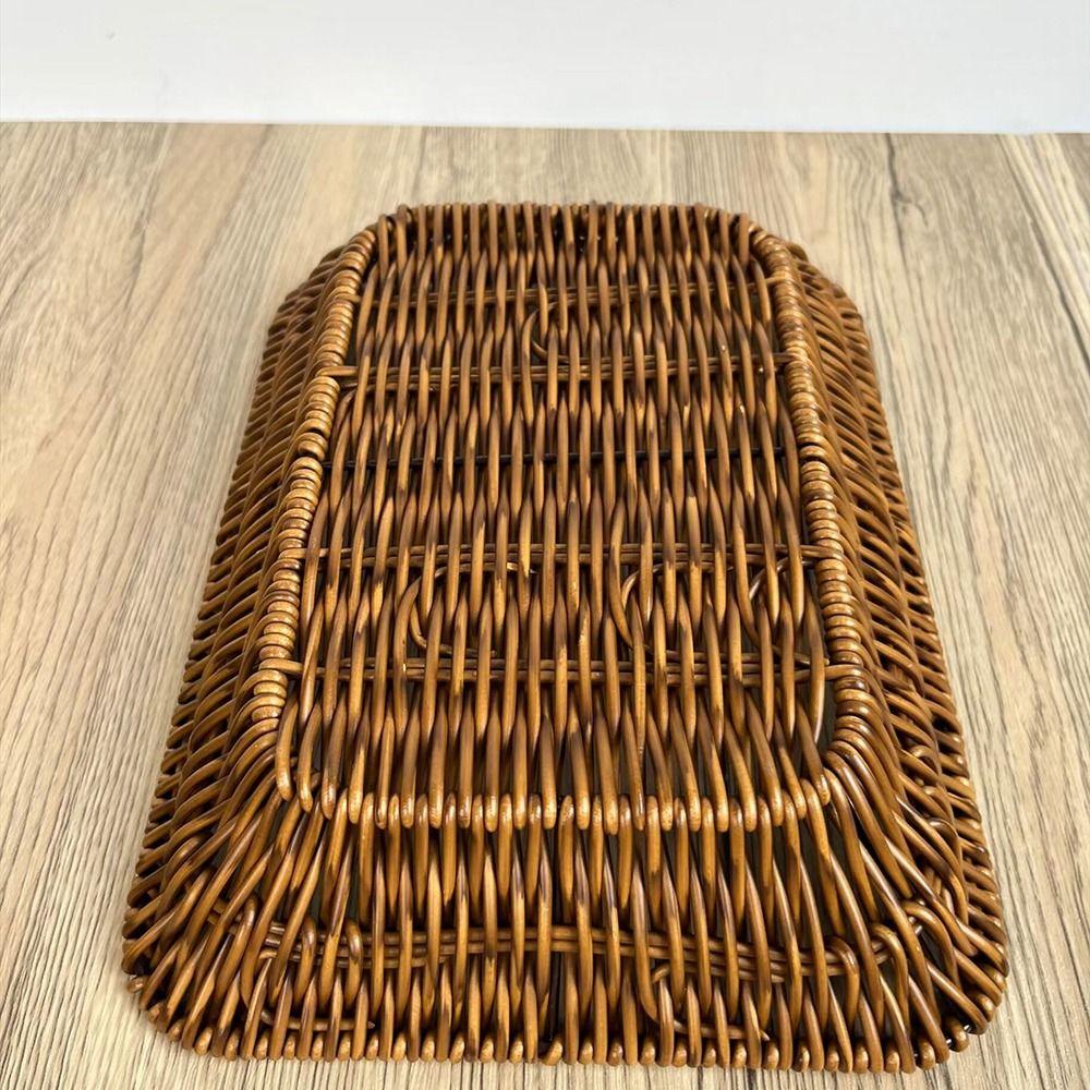 Hand-Woven Food Plate Vintage Wicker Basket Durable Bread Tray