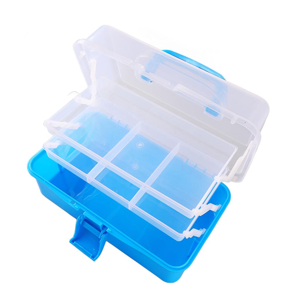 Three Layer Storage Box Plastic Folding Tool Box Portable Handled Multipurpose Organizer for Art