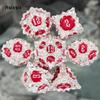 7 Pcs White Red Lotus Flower  Metal Dice Solid Metal Polyhedral Dice Set Suitable for Role-Playing RPG  Board Game Card Game