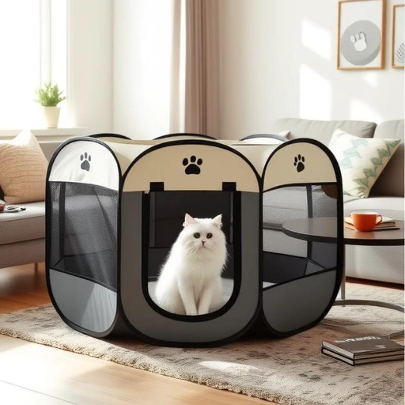 Universal Enclosed Pet Tent: Cat & Dog Nest with Octagonal Cage & Delivery Room Labor Kit