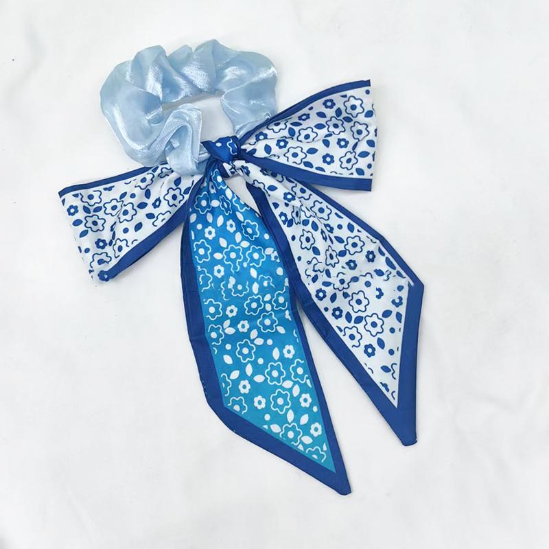 Printed Bow Hair Rope Elegant Ribbon Ponytail Hair Band For Women Sweet Rubber Band Hair Ring Fashion Headdress Hair Accessories