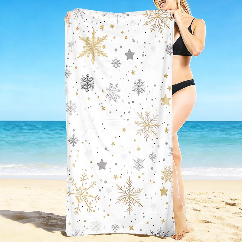 1Pc Winter Snowflakes Beach Towel Quick Dry Multiuse For Beach Pool Gym Yoga Home Travel Christmas Halloween Xmas Gift S153