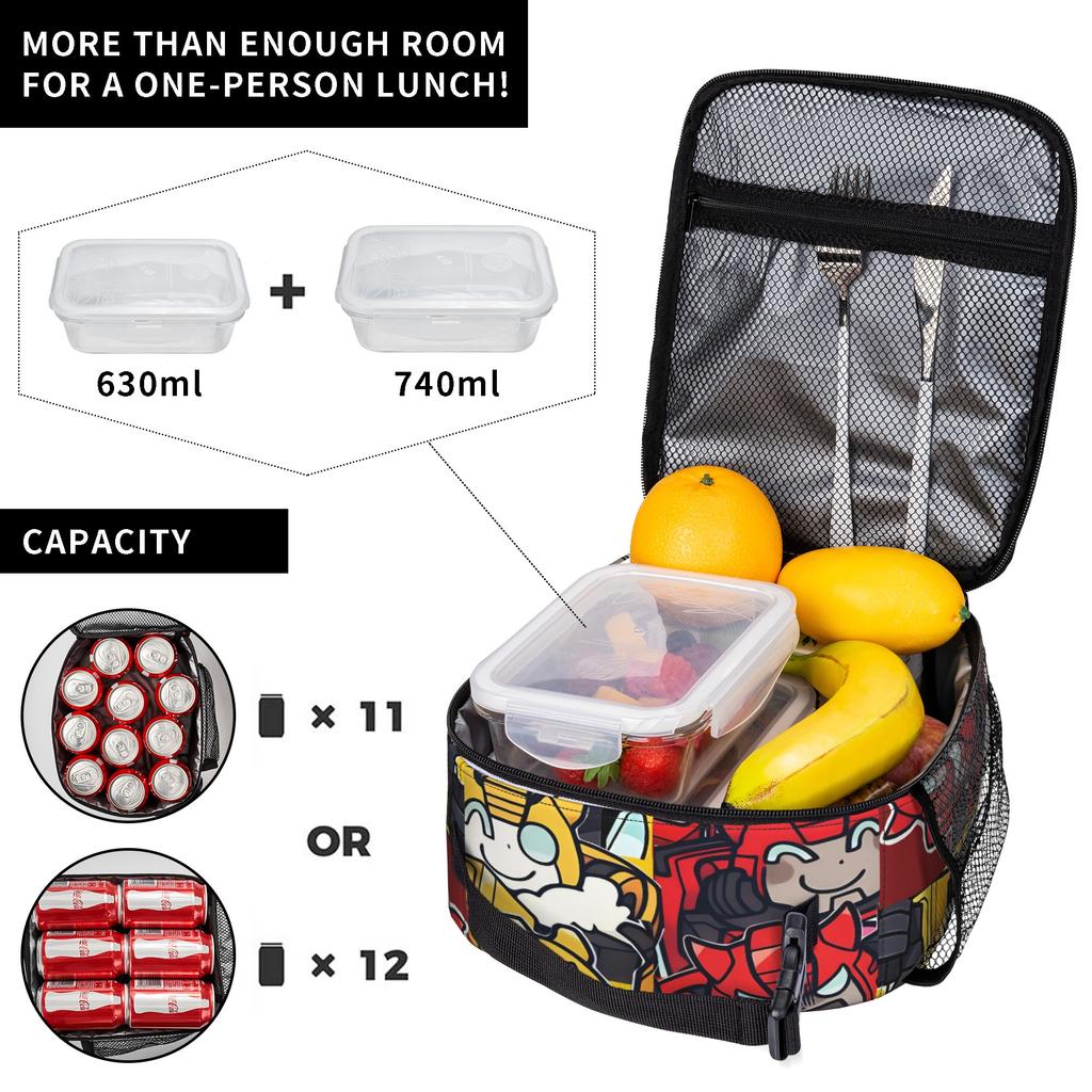 Transformered Cartoon Lunch Bag Convenient Lunch Box Adult School Custom Cooler Bag Fun Waterproof Thermal Lunch Bags