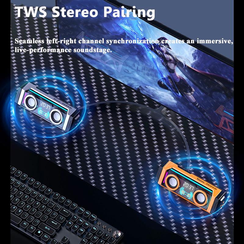 Mini Mecha Bluetooth Speaker Subwoofer RGB Ambient Light Soundbar Wireless TWS Connection Surround Music Box TF Card MP3 Player