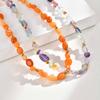 Ladies Elegant Contrast Color Matching Stainless Steel Chain Natural Stone Necklace Plated 18K Gold Jewelry Nc-2547