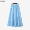 ZANZEA Dámské ležérní, elastický pas, jednobarevné volné dlouhé sukně