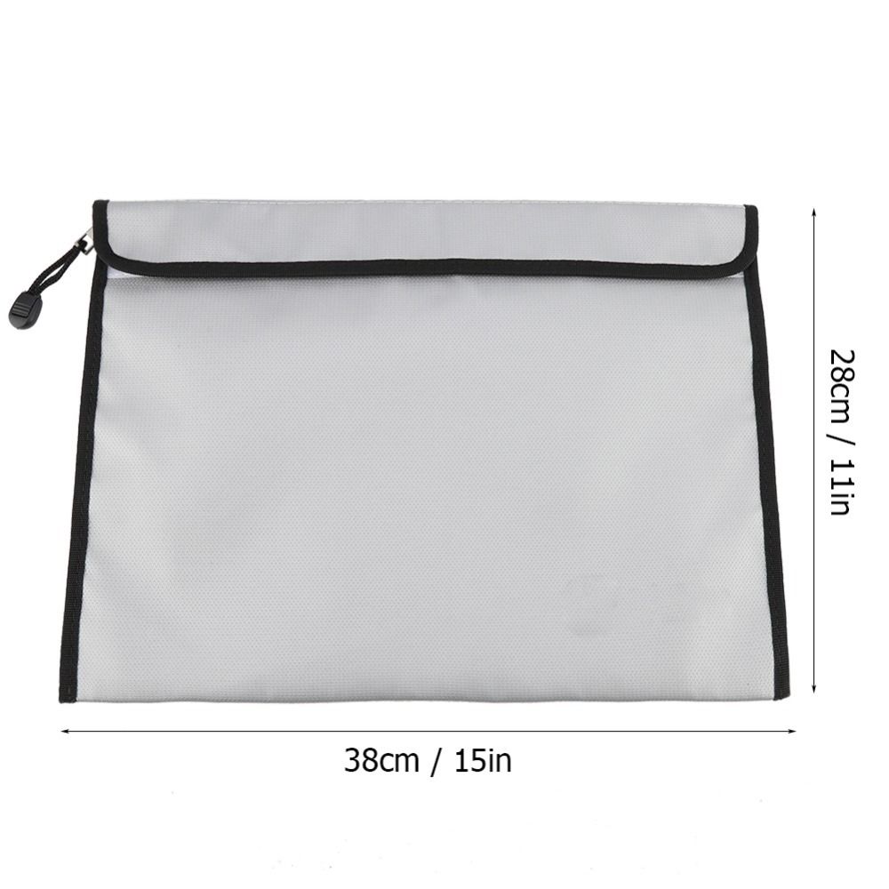 Zipper Closure Fireproof Waterproof Document Bag Portable Large Capacity Fireproof Documents Bag Silver Durable File Safe Bag