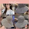 Foldable Striped Women Sun Bucket Hat Fashion Summer Sunshade Breathable Cap