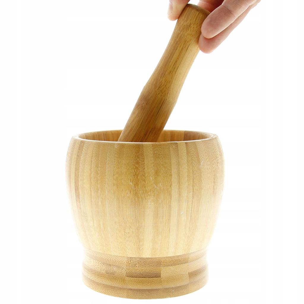 Bamboo Wooden Kitchen Mortar With Pestle For Herbs And Spices
