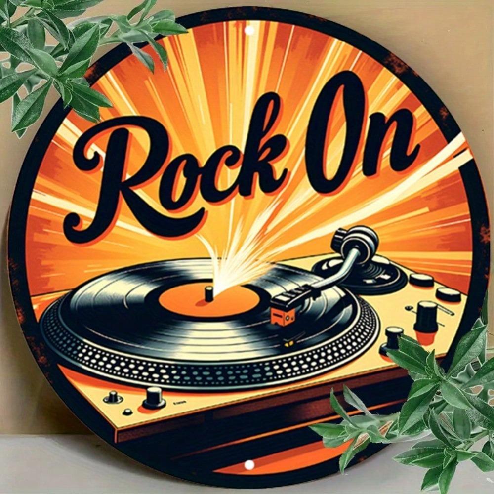 Vintage Record Player Metal Sign Retro Music Wall Art Decor