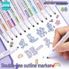 24-Color Glitter Double-Line Outline Pens Set - Fluorescent & Pearlescent Markers for Students, Macaron Series
