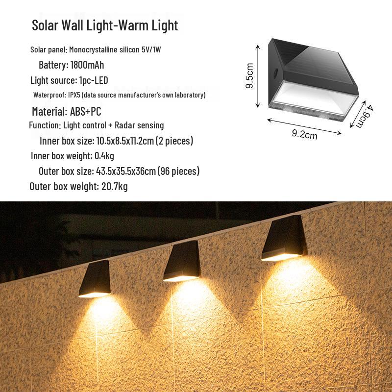 

Solar Waterproof Outdoor Wall & Garden Light for Courtyard, Balcony, Villa, or Fence YH0412