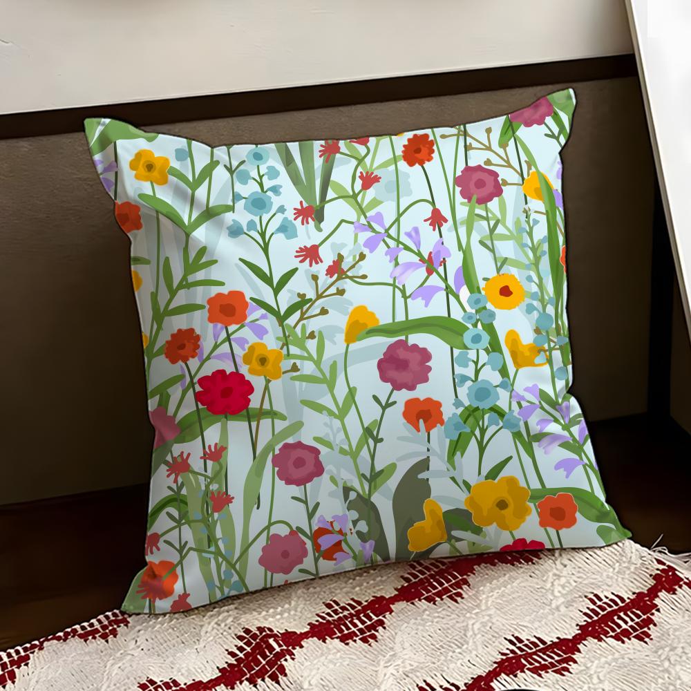 Spring Wildflowers Cushion Cover Reversible Soft Durable Pillow Cover Home  Car MultiScene Use for Daily Comfort