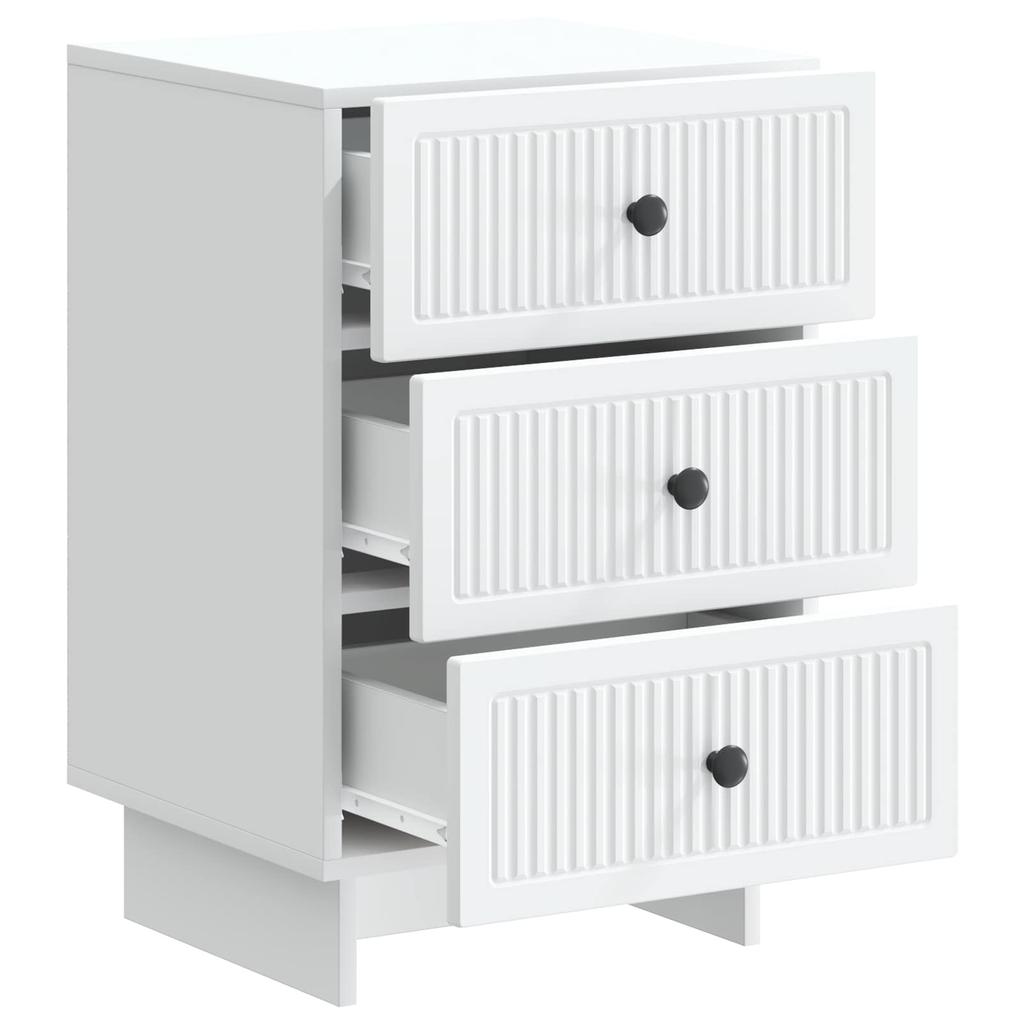 White Nightstand with Drawers 43 x 41 x 66.5 cm Engineered Wood