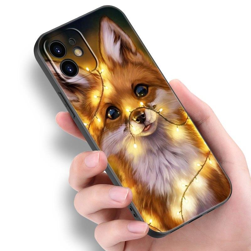 

Чехол для телефона с милым мультяшным животным лисой для Apple iPhone 13 12 Mini 11 Pro Max 7 8 XR X XS MAX 6 6S 7 8 Plus 5 5S SE 2020, черный чехол iPhone 11 Pro