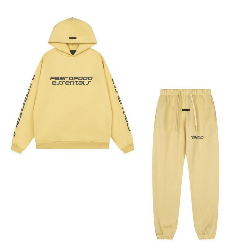 FEAR OF GOD ESSENTIALS Flocked Letter Hoodie Men Women Loose Fleece Sweatshirt Casual Streetwear
