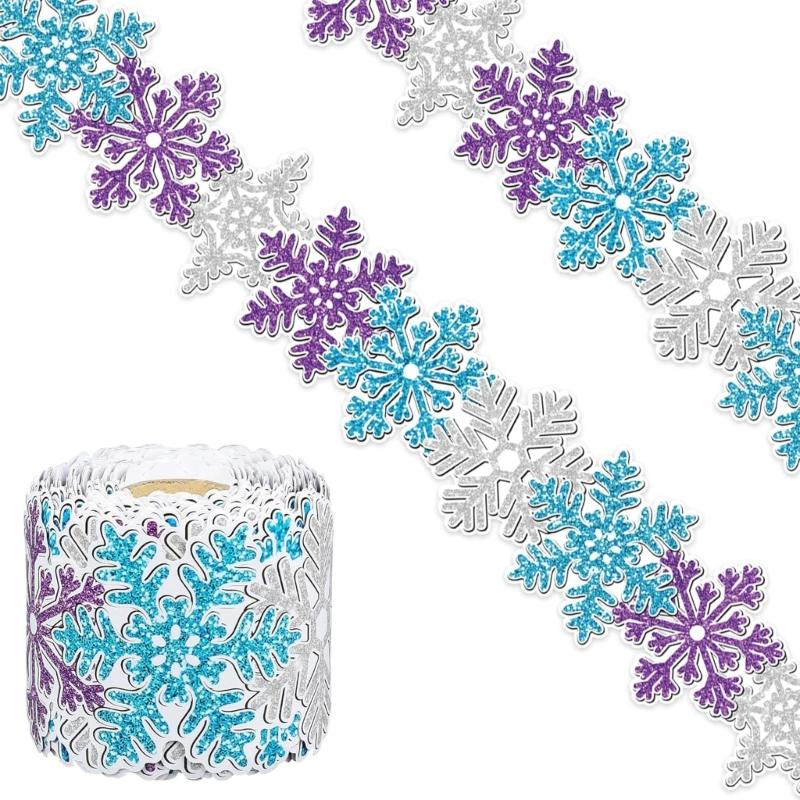 W89C Snowflake Bulletin Board Boarder Scalloped Border Trims for School Decoration