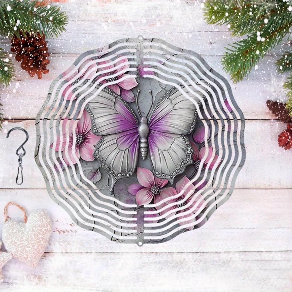Vlinder Windgong Metaal Tuindecoratie Maanlicht Vliegende Bloemen Buiten Binnen Binnenplaats Cadeau Geen Batterijen Nodig
