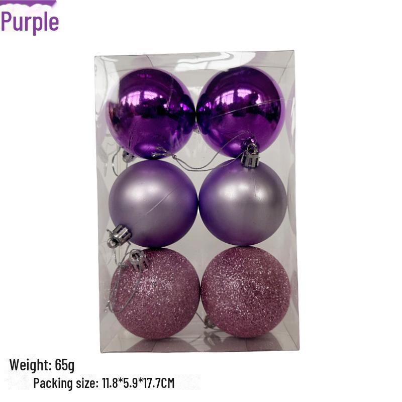 

Набор гальванических елочных шаров 6 см: 6 шт. PS-пластик, яркий матовый, с порошковым покрытием, в коробках из ПВХ, украшения для праздничного декора. 6-pack, 6cm, thread cap head matte powder фиолетовый