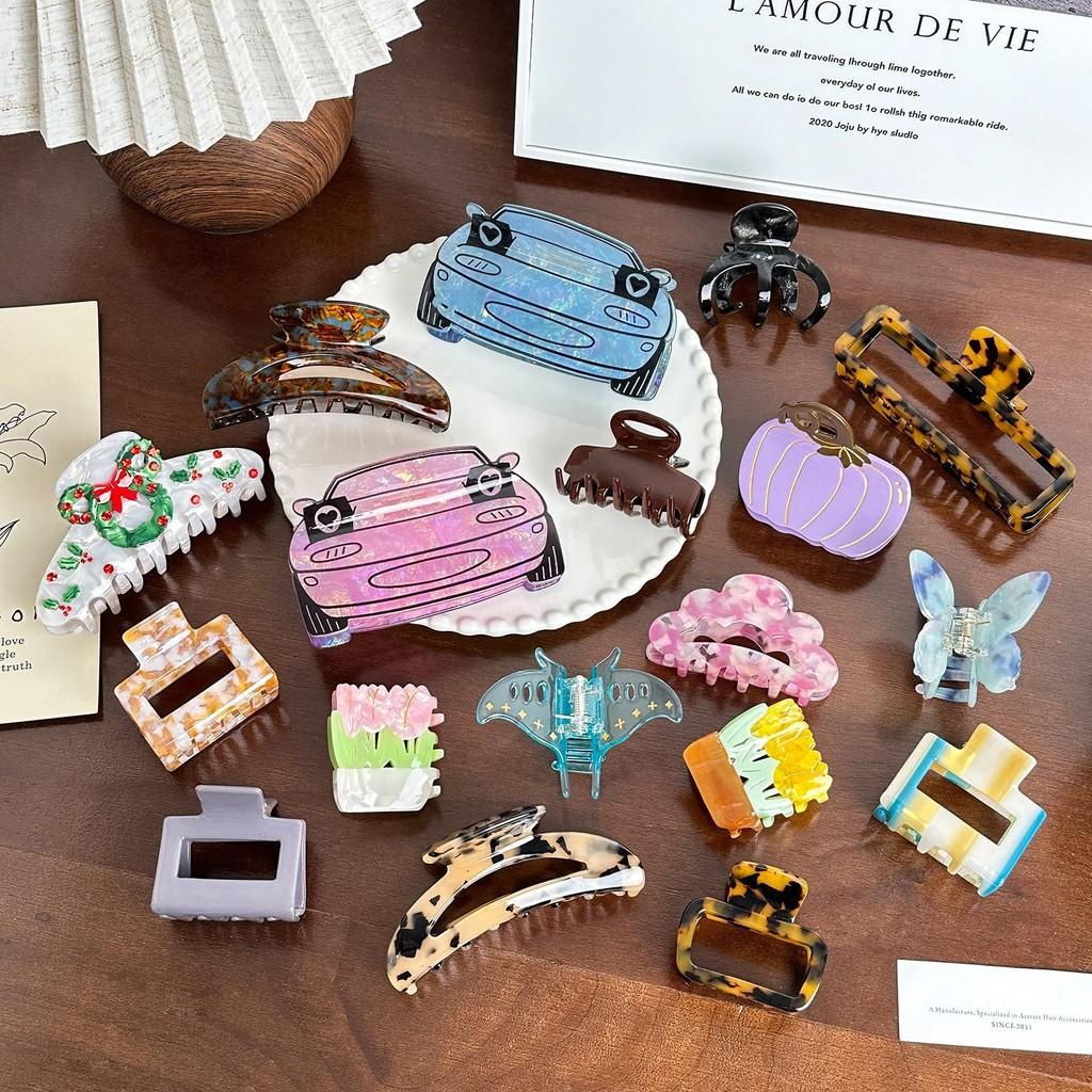 Chic Acetate Hair Claw Clips For Women In Unique Geometric Designs And Colors