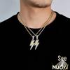 Trendy European & American Zircon Lightning Pendant Necklace: High-End, Personalized Hip Hop Chain for Men