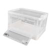 Clear Storage Box Foldable Stackable 3 Sides Opening Transparent Organizer Bin with Wheels for Books Clothes M (55L)