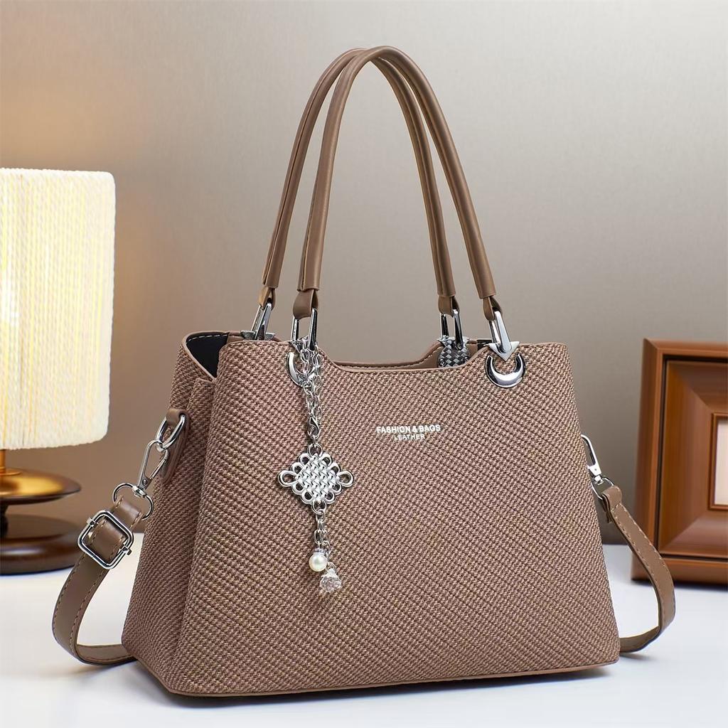 New Macaron Fashion Handbag Multi-layer Large Capacity Single Shoulder Bag Canvas Texture Crossbody Bag Woman