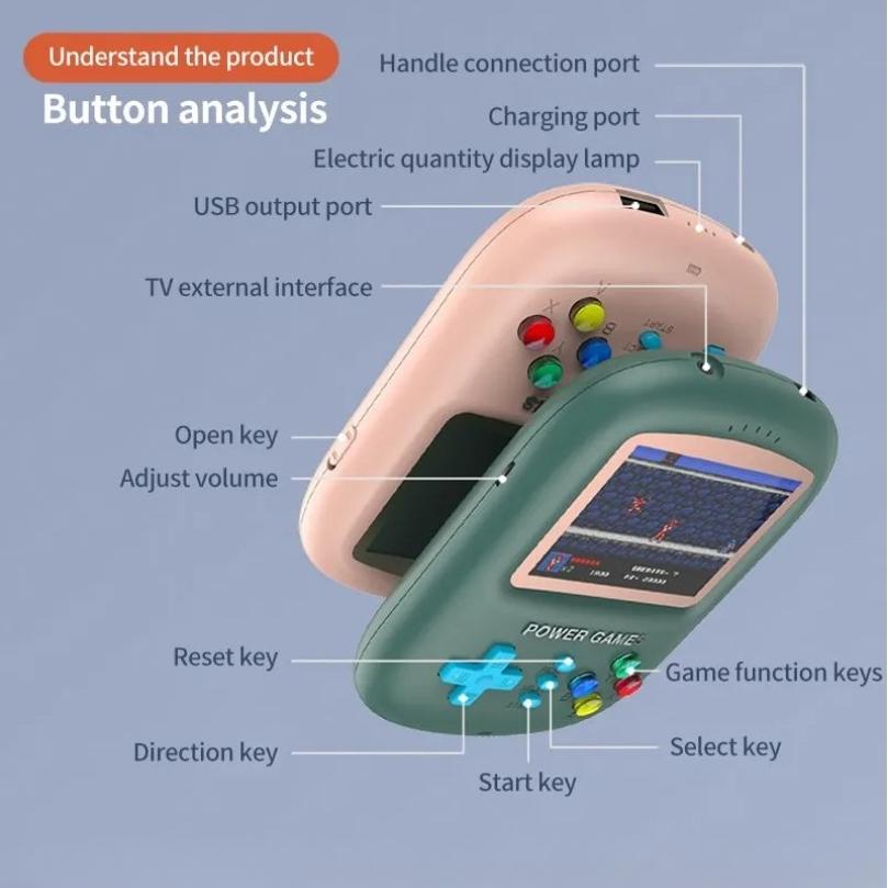 D54 500 In 1 Handheld Game Console Mini Portable Player Retro Video Games Console Boy with 8000mah Large Capacity Power Bank