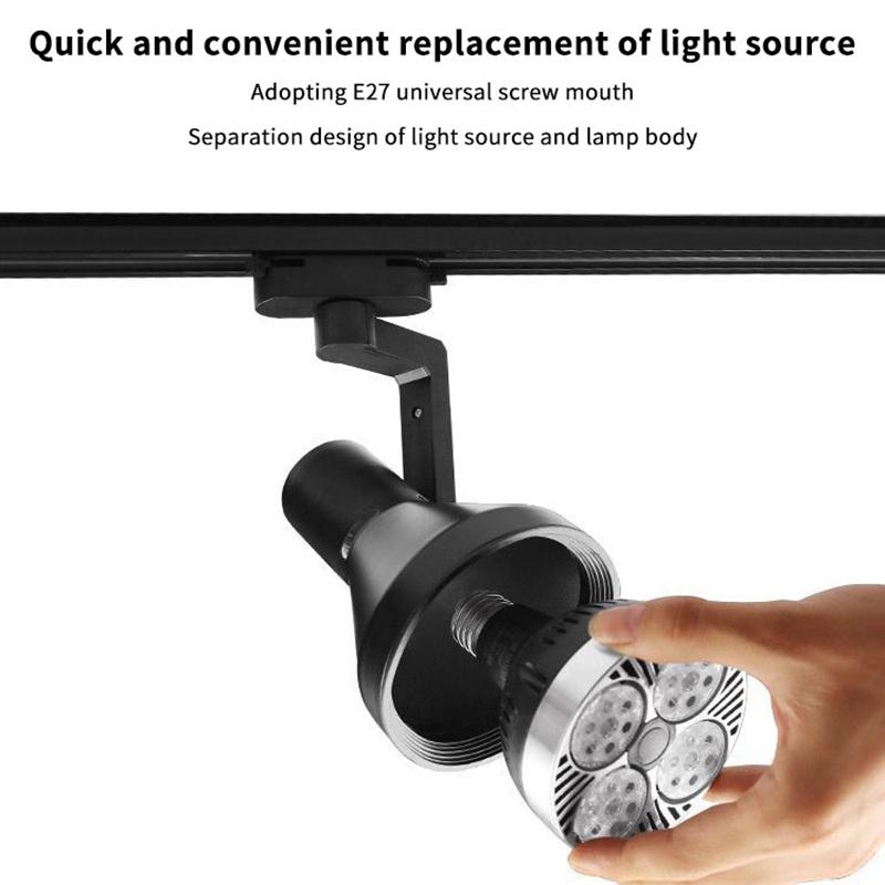 Par30 Led E27 Track Light Bracket Base 2/3Wires Rail Ceiling Lamps Holder Clothing Store Living Room Commercial Use