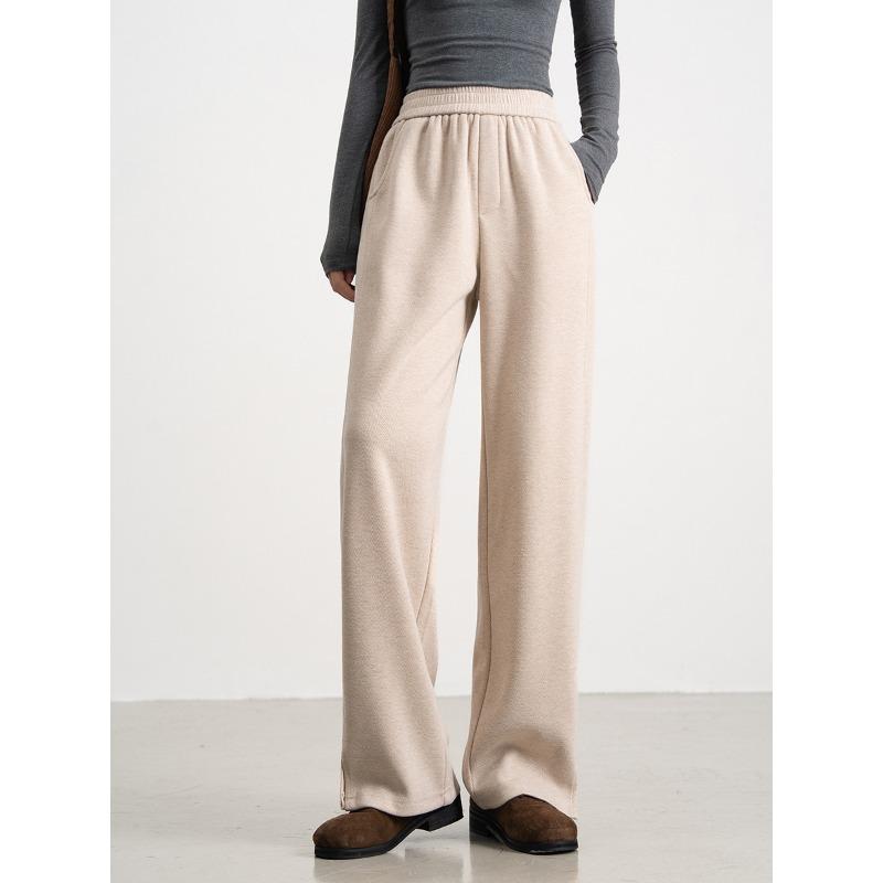 

Ацетатные шерстяные брюки прямого кроя, утолщенные драпирующиеся брюки прямого кроя с высокой посадкой на осень и зиму, детские повседневные боковые брюки в елочку L