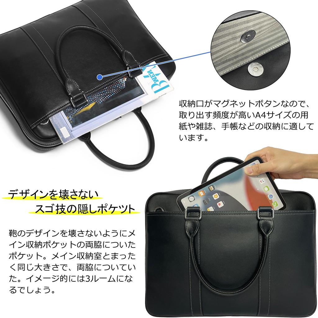 Achiyu Herren Echtleder Business Tasche, Selbststehend, 2-Wege, A4-Größe, Großes Fassungsvermögen, Leder Aktentasche, Perfekt für Jobsuche, Geschäftsreisen,