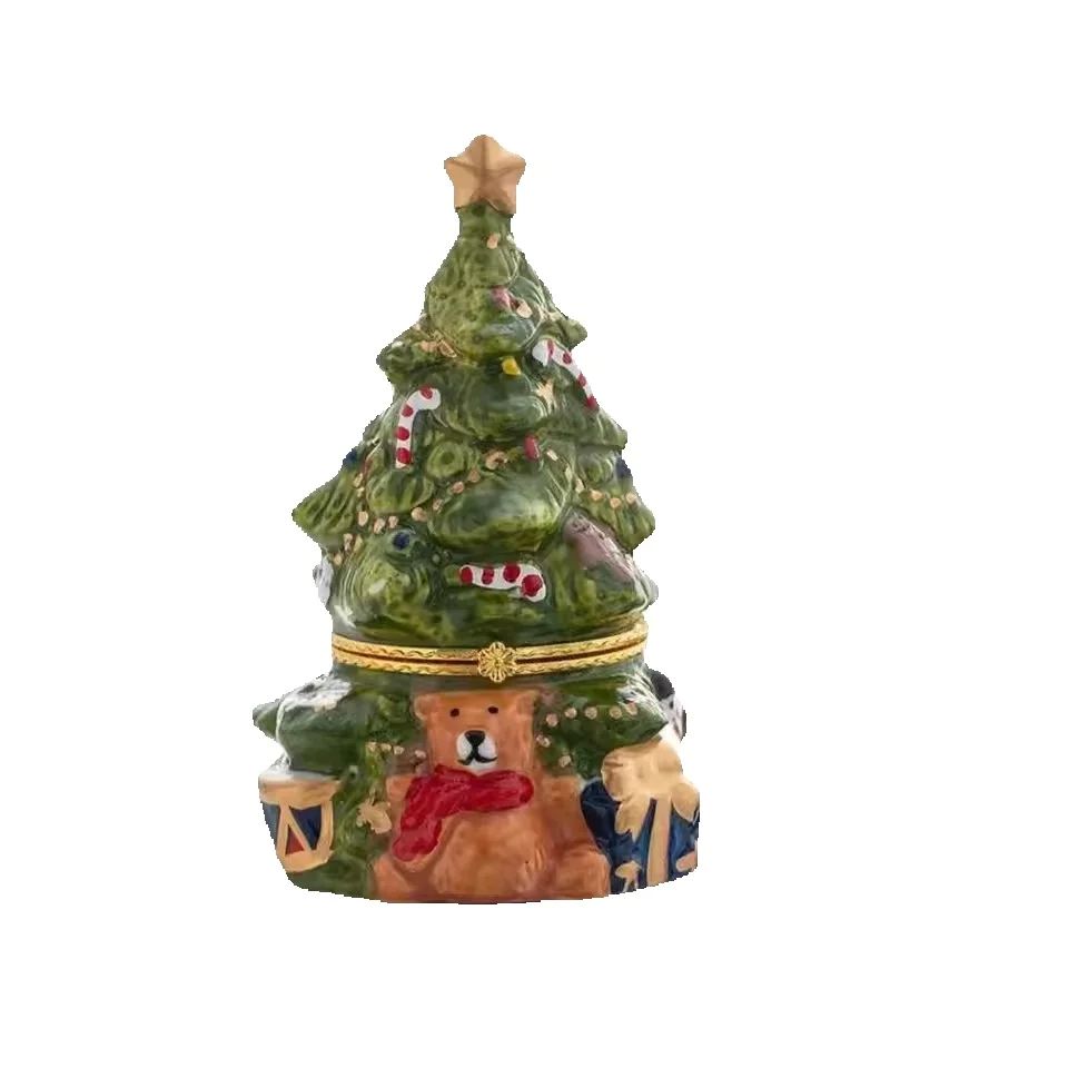 Christmas Tree Scented Candle European-Style Ceramic Jewelry Box Christmas Tree Bear Indoor Aromatherapy Christmas Box Home Craf